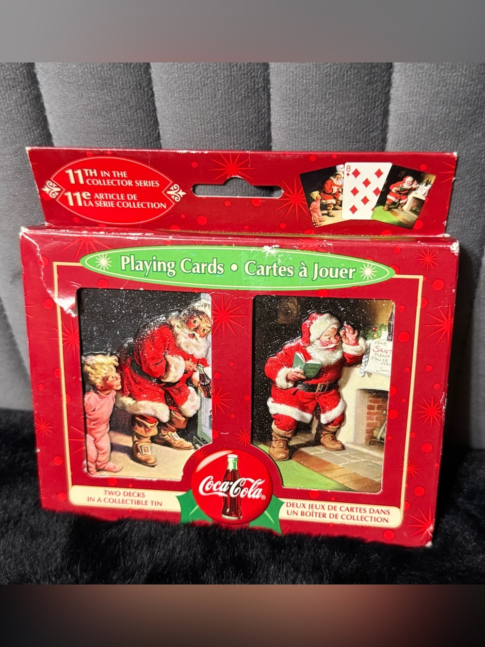 Vintage Coca-Cola Santa Playing Cards Tin Set Haddon Sundblom Christmas Coke